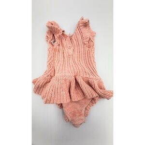 Nicole Miller New York Baby Girl Pink Knit Romper Ruffle Dress 3/6M WLDA130N